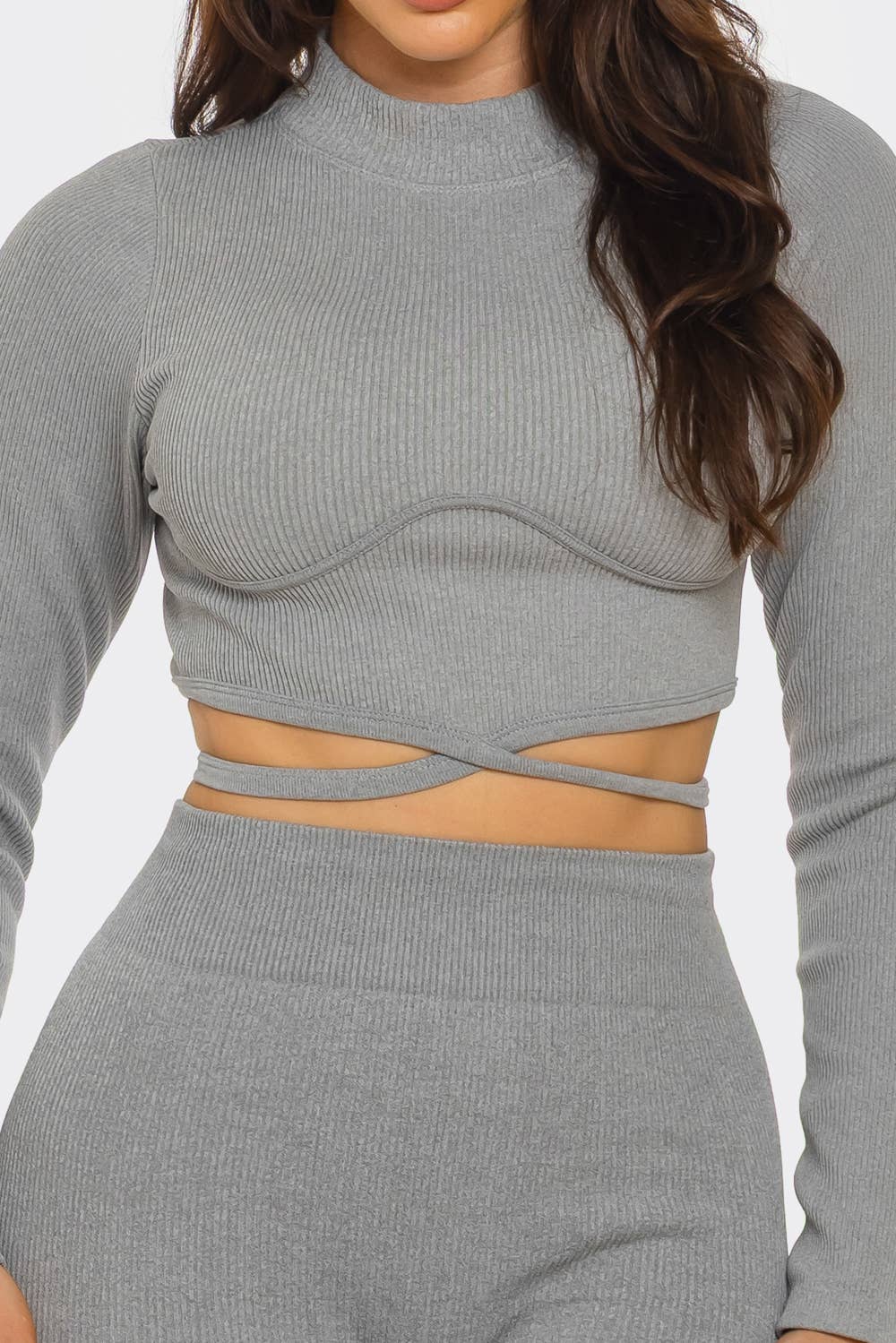 Plus Front Waist Back Tie Top And Leggings Set